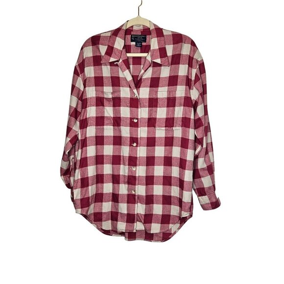 Vintage Abercrombie & Fitch Country Clothes Red White Checkered Flannel Shirt M - Picture 1 of 9
